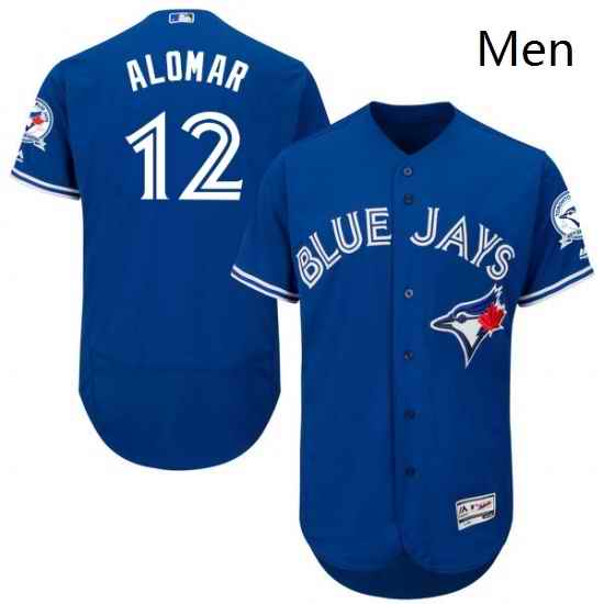 Mens Majestic Toronto Blue Jays 12 Roberto Alomar Blue Alternate Flex Base Authentic Collection MLB Jersey